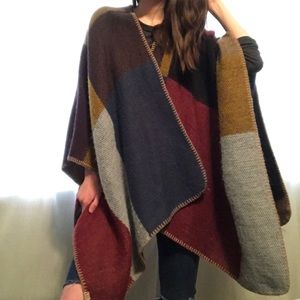 Multicolor Checkered Poncho/Wrap
